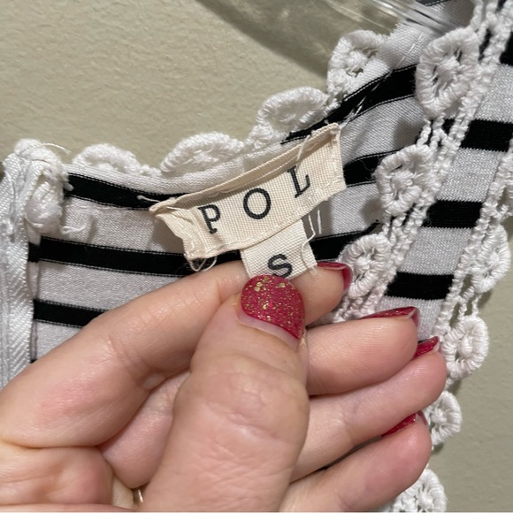 POL Babydoll Striped Crochet Trim Dress Black and White Women’s Size Small - Picture 8 of 9